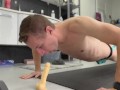 Workout and dildo fucking ejboytoy’s ass