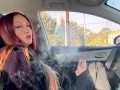 Hot Milf Smoking Sesh in the car Smoking fetish Long Hair Boobs Flashing OF@ArtemisiaLove101