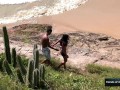 Fantastic fuck on the beach, a handsome guy fucks a really slutty brunette