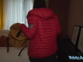 Public Agent - Huge tits Wife with nowhere to go gets shower, hotel room and a big cock