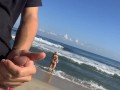 Public flash dick on the beach in front of two horny girls who crave my cock