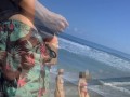Public flash dick on the beach in front of two horny girls who crave my cock
