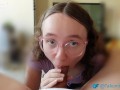 Glasses wearing 18 year old college girl gives intense blowjob and sex to senior. Amateur amwf