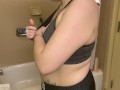 Big hot wife boobs in hotel bathroom