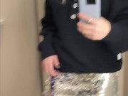 Risky public squirt while try on cute clothes