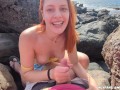 POV: Risky public blowjob, my readhead girlfriend sucks my dick on the beach (DIA ITA)