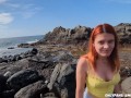 POV: Risky public blowjob, my readhead girlfriend sucks my dick on the beach (DIA ITA)