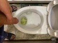 Guy pees uncut dick in toilet