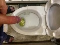 Guy pees uncut dick in toilet
