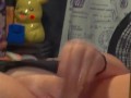 Playing with freshly shaved pussy in front of mirror after hangout