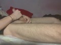 HORNY GUY MASTURBATES BIG DICK ON BED