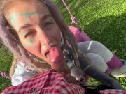 Outdoor fuck in the garden after Octoberfest