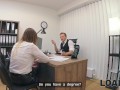 LOAN4K. Blonde Maya with big tits is fucking a bank worker on the office chair while his colleague i