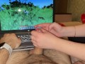 Playing Minecraft with Stepsister (Long handjob and post orgasm torture)