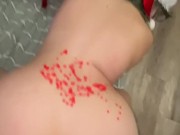 Mr. Claus fucks Mrs. Claus with wax on her back