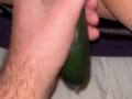 MILF gets fucked deep by a cucumber
