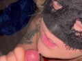 Milf blows her Uber driver in a mask