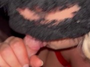 Milf blows her Uber driver in a mask