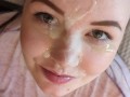 Blowjob Facial Compilation - Slutty girlfriend sucks big cock and get huge cumshots on her face