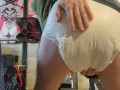 Playing in my soaked messy diaper