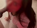 Asian gf sucks cock then gets fucked against the window