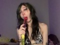 dumb emo spits n explores new gummy worm double dildo