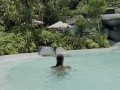 Monika Fox In Blue Bikini Swims In Pool In Paradise Place