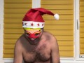 Santa Earl show's his natural hairy body and new black thongs