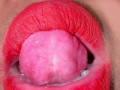 Morocco 18yo Hot Girl Licking Her Mouth Juicy & ASMR Movements Tongue With Red lipstick