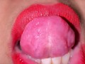 Morocco 18yo Hot Girl Licking Her Mouth Juicy & ASMR Movements Tongue With Red lipstick