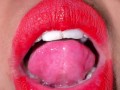 Morocco 18yo Hot Girl Licking Her Mouth Juicy & ASMR Movements Tongue With Red lipstick