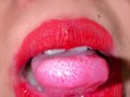 Morocco 18yo Hot Girl Licking Her Mouth Juicy & ASMR Movements Tongue With Red lipstick