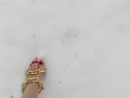 Walking with my stripper heels on in the snow barefoot