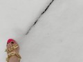 Walking with my stripper heels on in the snow barefoot