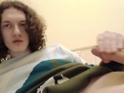Trans-girl Stesha masturbates her clitoris and ass