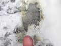 Backyard Pissing in the snow & then cumming into my hand to eat