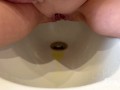 big open vagina pissing yellow urine in a bidet