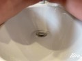 big open vagina pissing yellow urine in a bidet