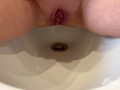 big open vagina pissing yellow urine in a bidet