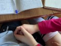 At COLLEGE Handjob to a CLASSMATE Under the Table during the physics class (lecture)