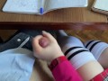 At COLLEGE Handjob to a CLASSMATE Under the Table during the physics class (lecture)