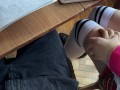 At COLLEGE Handjob to a CLASSMATE Under the Table during the physics class (lecture)