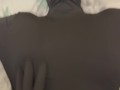 skinny girl in zentai gets cumshot on her belly