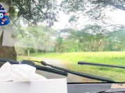 UBER DRIVER COULDN’t RESIST ASKING FOR A BLOWJOB. RISKY PUBLIC OUTDOOR BLOWJOB CUM IN MOUTH