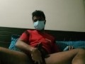 Hairy Desi guy casually masturbating after work