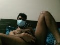 Hairy Desi guy casually masturbating after work