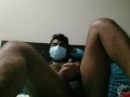 Hairy Desi guy casually masturbating after work