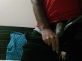 Hairy Desi guy casually masturbating after work
