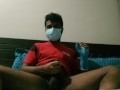 Hairy Desi guy casually masturbating after work