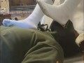 Wearing new socks for my slave